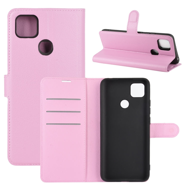 Pink flip wallet case for Redmi 9C with card slots and stand holder
