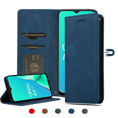 Navy blue leather magnetic flip wallet case with card slots and flip cover