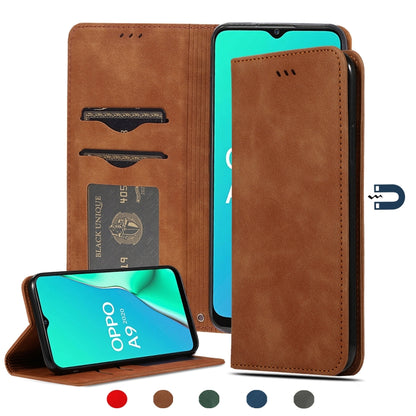 Magnetic flip leather phone case with card slots, brown wallet design