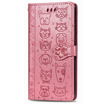 Cute Cat and Dog Embossed Horizontal Flip Leather Case with Holder & Card Slots & Wallet & Cartoon Clasp & Lanyard, For OPPO A5 (2020), For Huawei Y8S, For Samsung Galaxy A21, For Galaxy A21