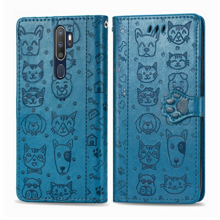 Cute Cat and Dog Embossed Horizontal Flip Leather Case with Holder & Card Slots & Wallet & Cartoon Clasp & Lanyard, For OPPO A5 (2020), For Huawei Y8S, For Samsung Galaxy A21, For Galaxy A21
