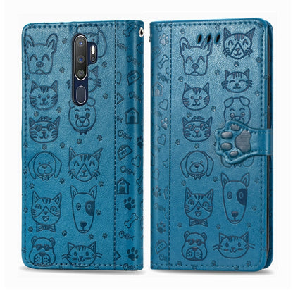 Cute Cat and Dog Embossed Horizontal Flip Leather Case with Holder & Card Slots & Wallet & Cartoon Clasp & Lanyard, For OPPO A5 (2020), For Huawei Y8S, For Samsung Galaxy A21, For Galaxy A21