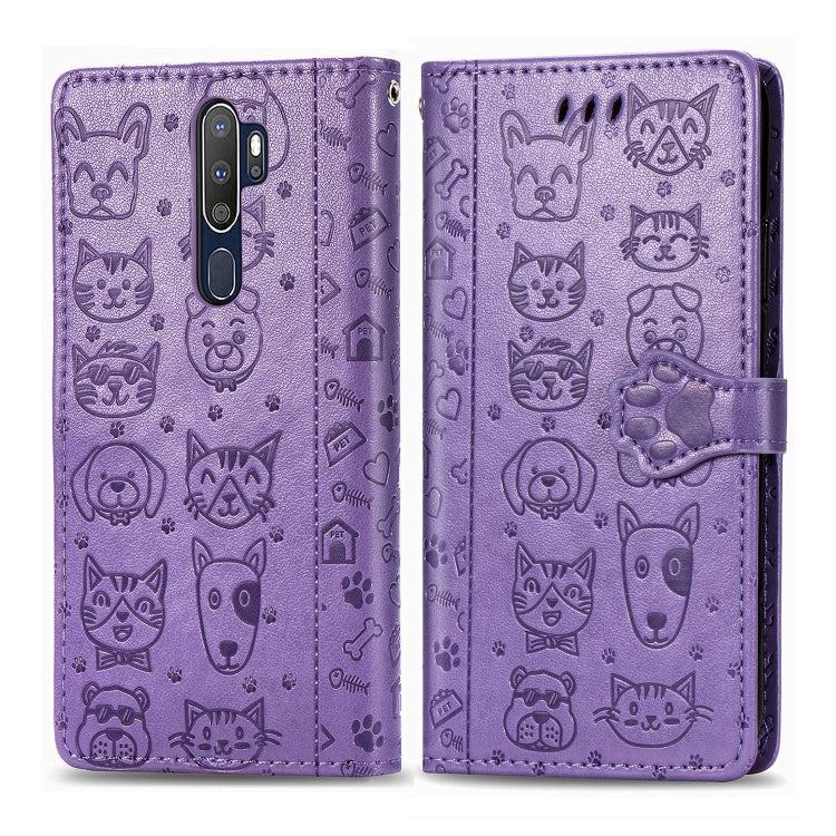 Cute Cat and Dog Embossed Horizontal Flip Leather Case with Holder & Card Slots & Wallet & Cartoon Clasp & Lanyard, For OPPO A5 (2020), For Huawei Y8S, For Samsung Galaxy A21, For Galaxy A21