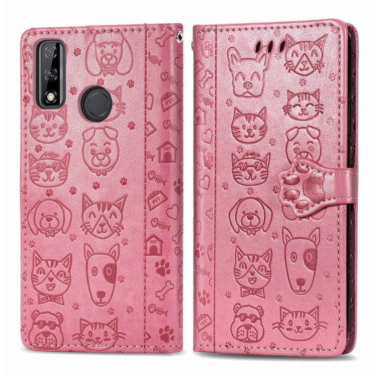 Cute Cat and Dog Embossed Horizontal Flip Leather Case with Holder & Card Slots & Wallet & Cartoon Clasp & Lanyard, For OPPO A5 (2020), For Huawei Y8S, For Samsung Galaxy A21, For Galaxy A21