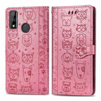 Cute Cat and Dog Embossed Horizontal Flip Leather Case with Holder & Card Slots & Wallet & Cartoon Clasp & Lanyard, For OPPO A5 (2020), For Huawei Y8S, For Samsung Galaxy A21, For Galaxy A21