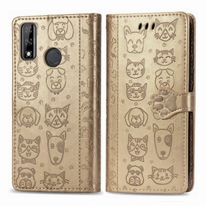 Cute Cat and Dog Embossed Horizontal Flip Leather Case with Holder & Card Slots & Wallet & Cartoon Clasp & Lanyard, For OPPO A5 (2020), For Huawei Y8S, For Samsung Galaxy A21, For Galaxy A21