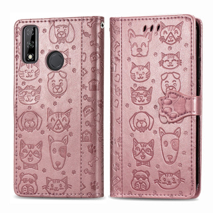 Cute Cat and Dog Embossed Horizontal Flip Leather Case with Holder & Card Slots & Wallet & Cartoon Clasp & Lanyard, For OPPO A5 (2020), For Huawei Y8S, For Samsung Galaxy A21, For Galaxy A21