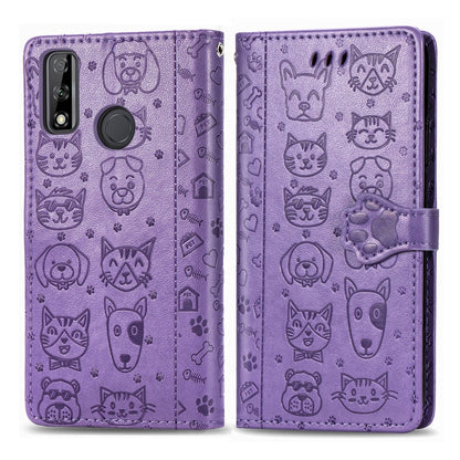 Cute Cat and Dog Embossed Horizontal Flip Leather Case with Holder & Card Slots & Wallet & Cartoon Clasp & Lanyard, For OPPO A5 (2020), For Huawei Y8S, For Samsung Galaxy A21, For Galaxy A21
