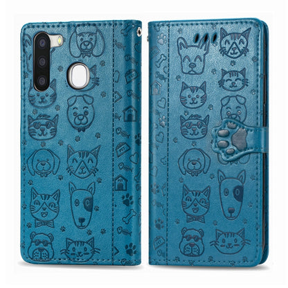 Cute Cat and Dog Embossed Horizontal Flip Leather Case with Holder & Card Slots & Wallet & Cartoon Clasp & Lanyard, For OPPO A5 (2020), For Huawei Y8S, For Samsung Galaxy A21, For Galaxy A21