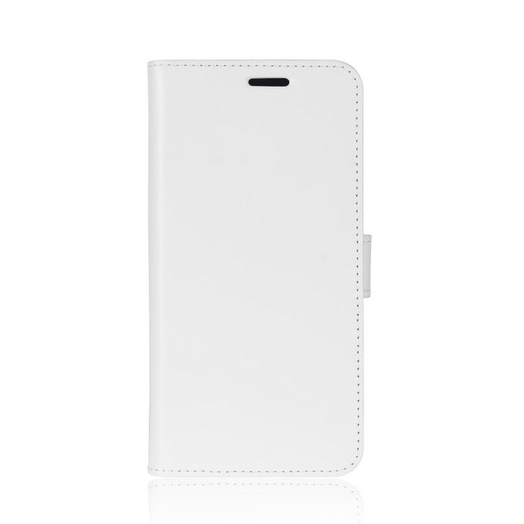 White slim flip phone case with stitched edges and cutouts for buttons and camera