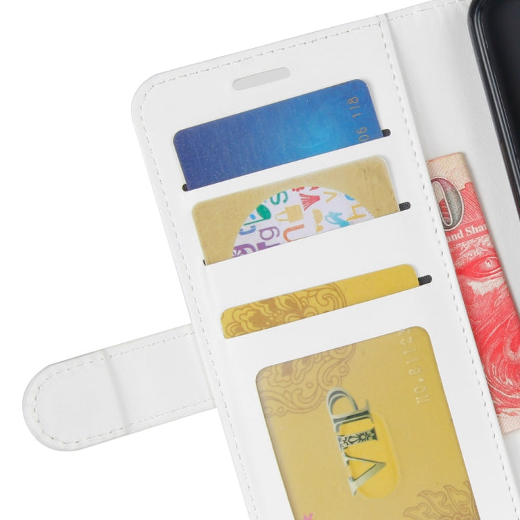White flip phone case interior with multiple card slots and photo-window style pocket