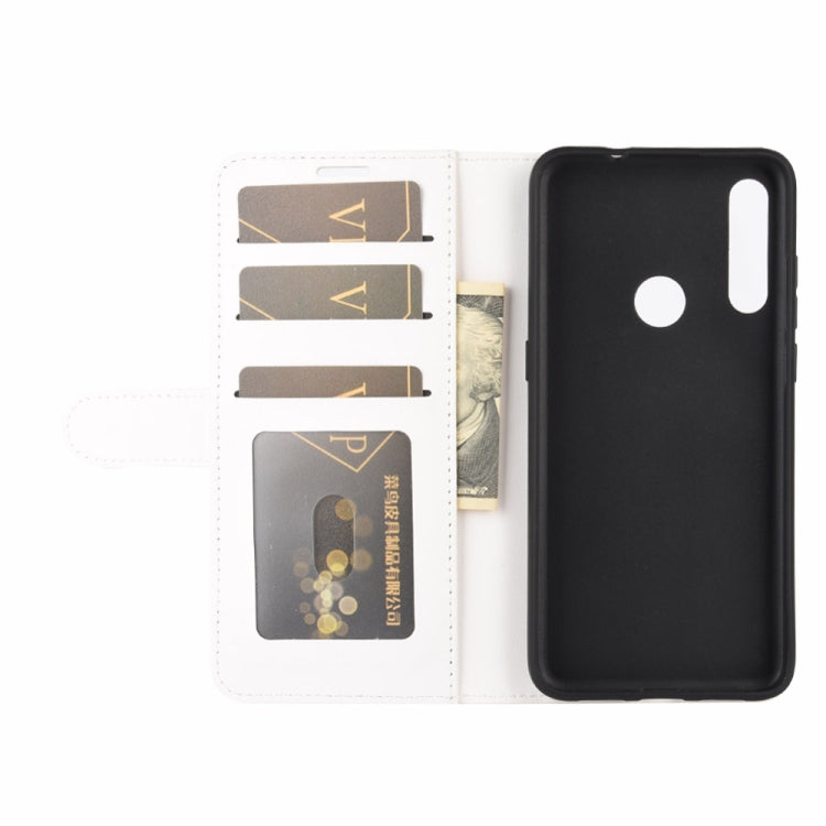 White flip phone case with card slots open and phone back exposed with cutouts