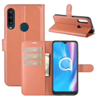 Litchi-texture flip phone case with card slots and holder, rose tan with wrist strap