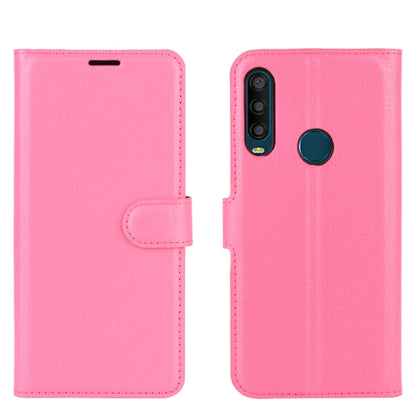 Pink leather-look flip phone case with magnetic closure and inner card pocket