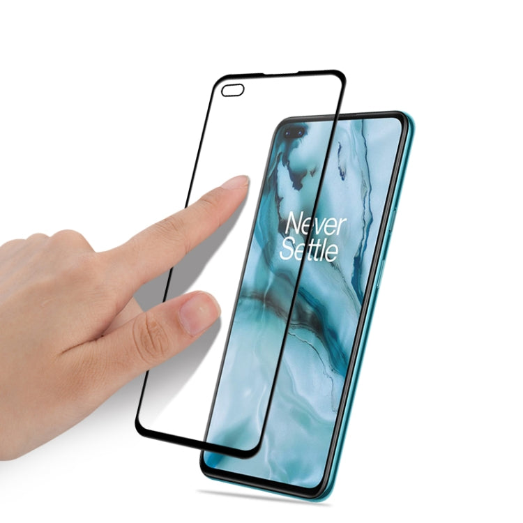 Tempered glass screen protector film, 2.5D edges, applied on Oneplus Nord