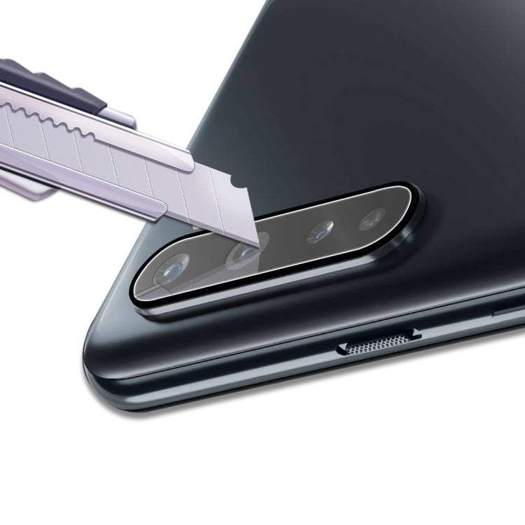 Rear camera lens tempered glass film aligned over the back camera bump