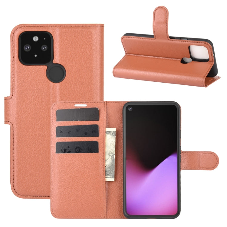Folio protective case for Pixel 5 XL in tan with card slots and flip stand