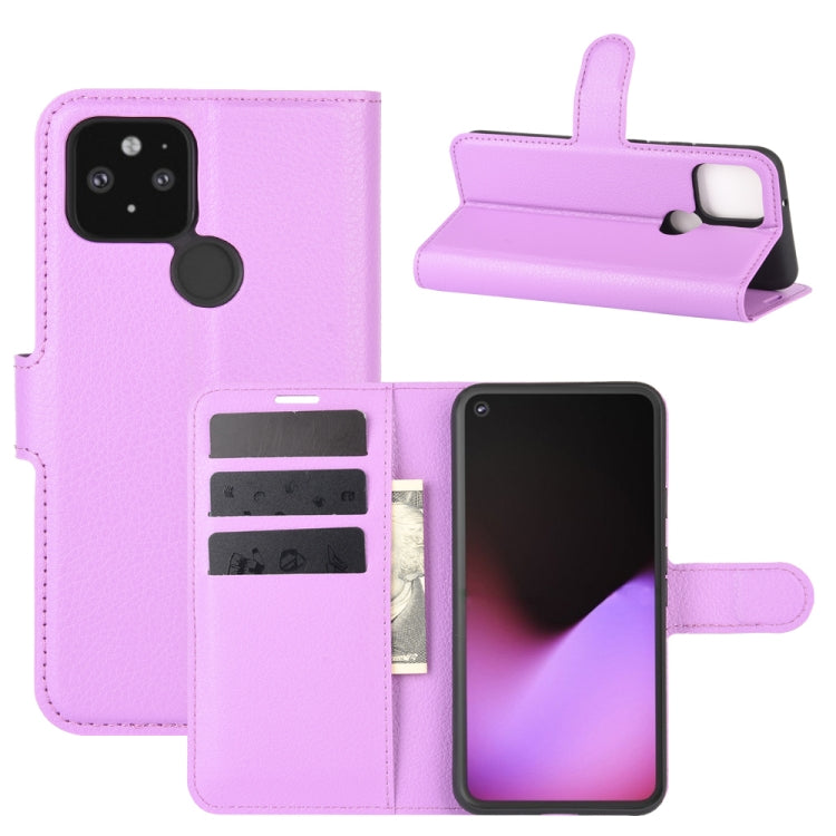 Folio protective case for Pixel 5 XL in lavender purple with card slots and flip stand