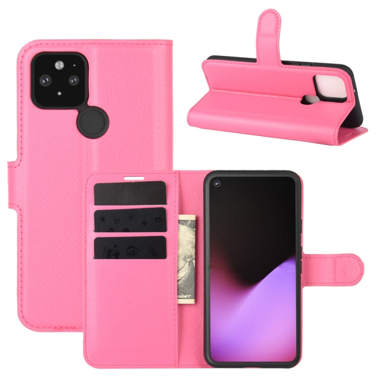 Folio protective case for Pixel 5 XL in pink with card slots and flip stand