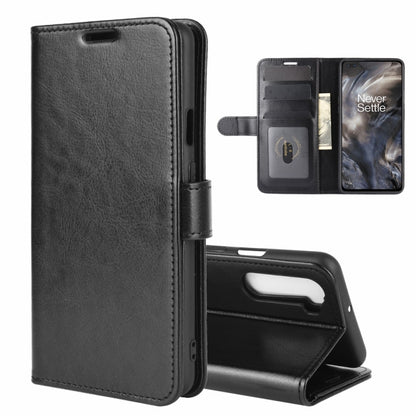 Black textured wallet-style phone case with horizontal flip, card slots, and stand