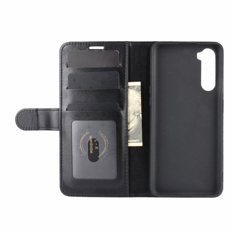 Black folio phone case open to card holder slots with phone back cover