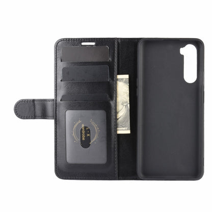 Black folio phone case open to card holder slots with phone back cover