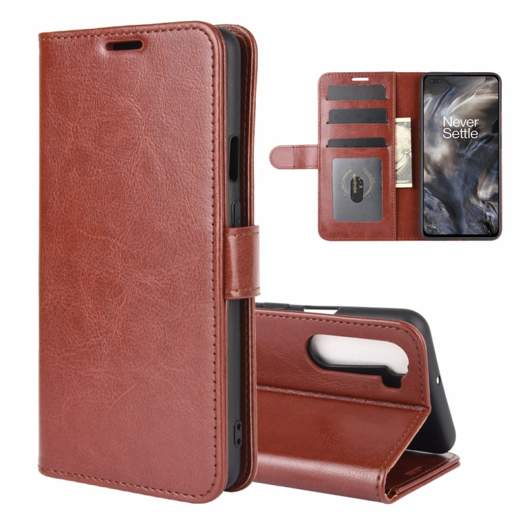Brown flip wallet phone case with card slots and viewing stand