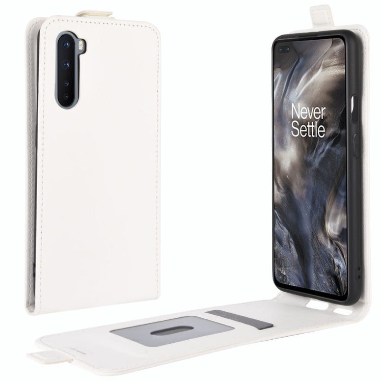 White leather flip phone case with card cutout and open stand