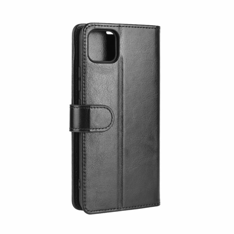 Dark textured flip wallet phone case with camera cutout and strap closure