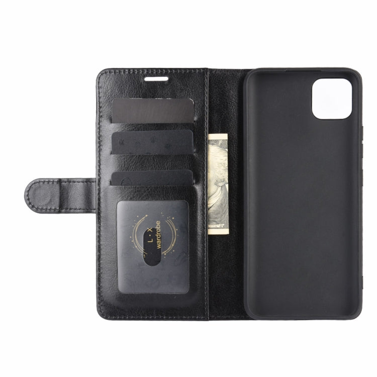Black flip wallet phone case open with card slots and phone pocket
