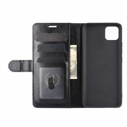 Black flip wallet phone case open with card slots and phone pocket