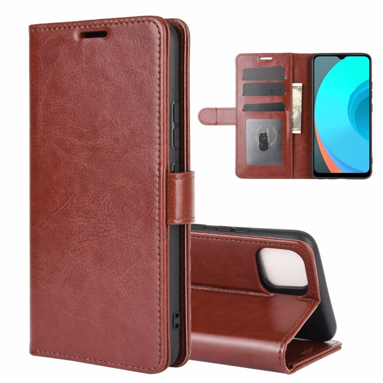 Brown flip protective phone case with card slots and holder wallet, photo frame window