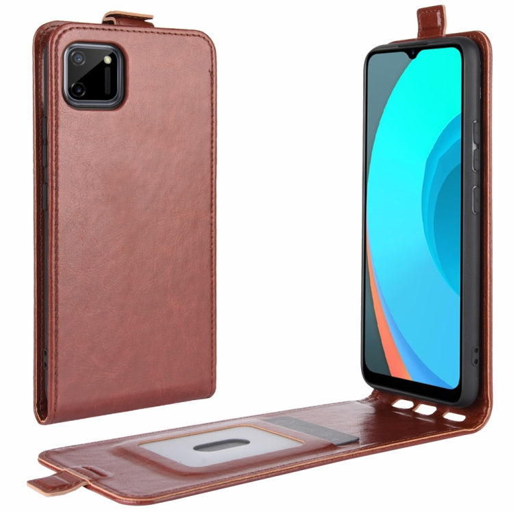 Brown leather flip phone case with card slot and protective cover for phone screen