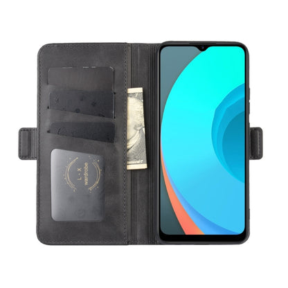Black leather flip case open with card slots and phone display window
