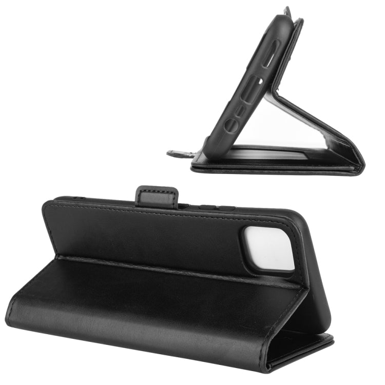 Black leather flip case with kickstand and side buttons cutout