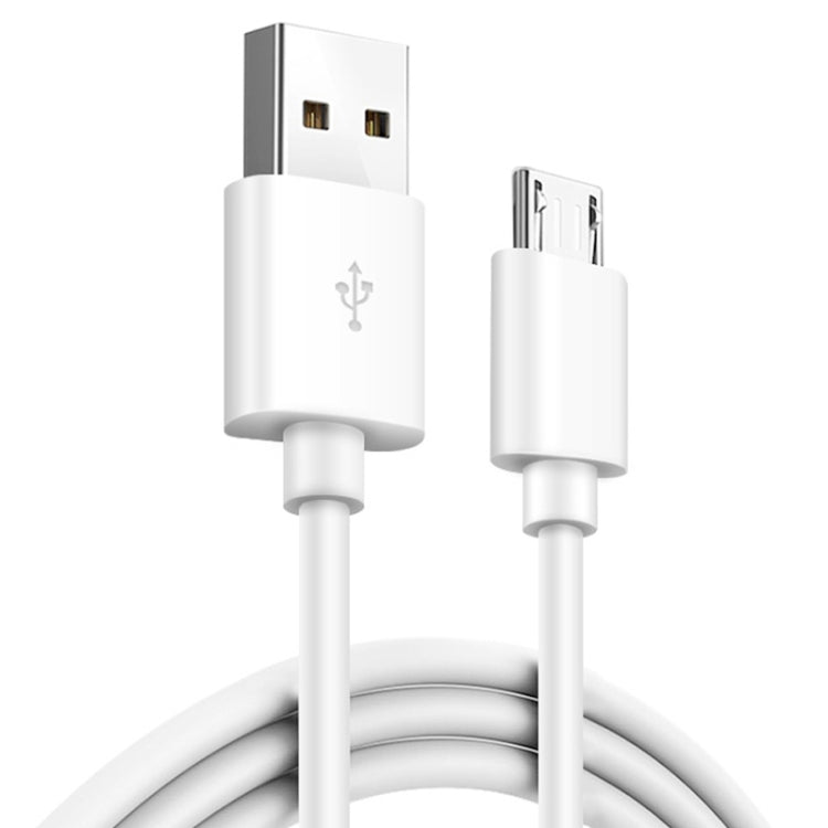 White USB-A to micro-USB male charging cable, USB and micro plugs at ends