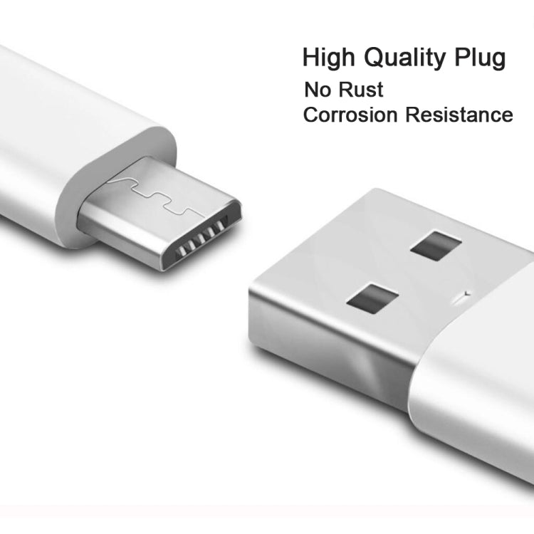 White USB-A to micro-USB charging cable, metal-plated male connectors