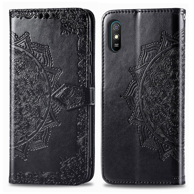 Black embossed flip leather phone case with magnetic flap and card holder