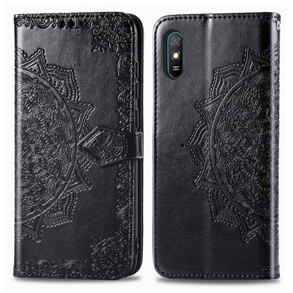 Black embossed flip leather phone case with magnetic flap and card holder