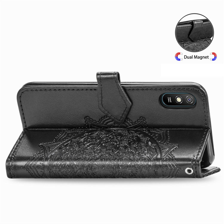 Black embossed flip leather phone case with front flap and dual magnet closure