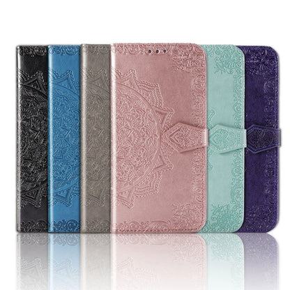 Embossed flip leather phone cases in multiple colors, each with card slot flap