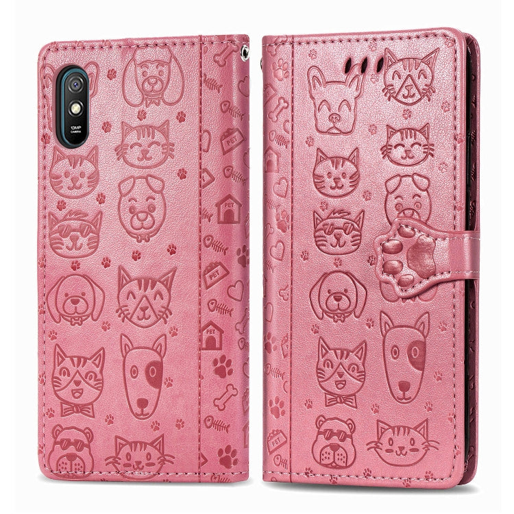 Cute Cat and Dog Embossed Horizontal Flip Leather Case with Holder & Card Slots & Wallet & Lanyard, For Xiaomi Redmi 9A, For Xiaomi Redmi 9C, For OPPO  Reno3 A