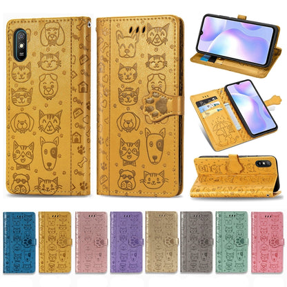 Cute Cat and Dog Embossed Horizontal Flip Leather Case with Holder & Card Slots & Wallet & Lanyard, For Xiaomi Redmi 9A, For Xiaomi Redmi 9C, For OPPO  Reno3 A