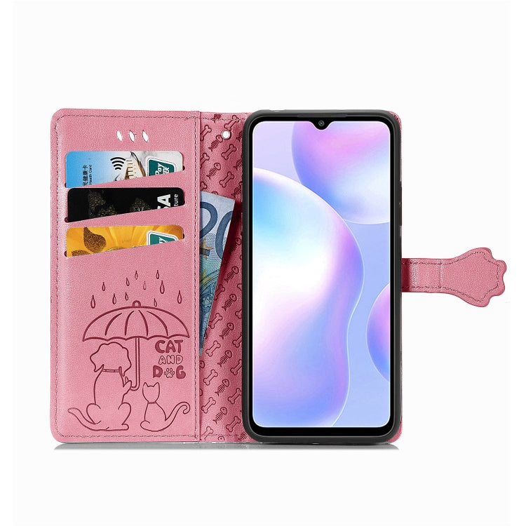 Cute Cat and Dog Embossed Horizontal Flip Leather Case with Holder & Card Slots & Wallet & Lanyard, For Xiaomi Redmi 9A, For Xiaomi Redmi 9C, For OPPO  Reno3 A