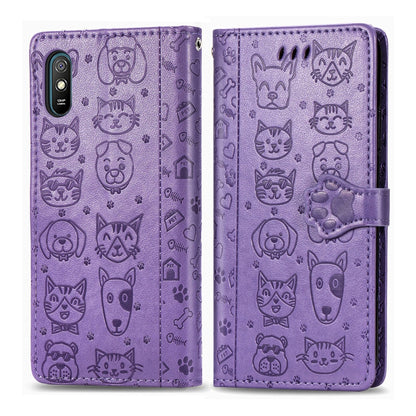 Cute Cat and Dog Embossed Horizontal Flip Leather Case with Holder & Card Slots & Wallet & Lanyard, For Xiaomi Redmi 9A, For Xiaomi Redmi 9C, For OPPO  Reno3 A