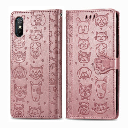 Cute Cat and Dog Embossed Horizontal Flip Leather Case with Holder & Card Slots & Wallet & Lanyard, For Xiaomi Redmi 9A, For Xiaomi Redmi 9C, For OPPO  Reno3 A