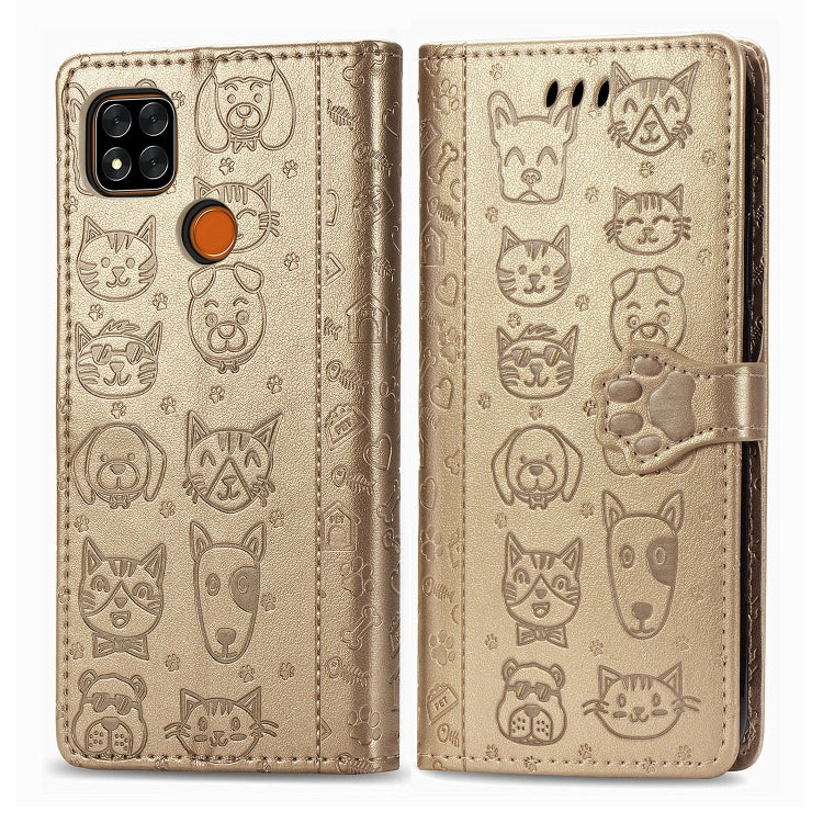 Cute Cat and Dog Embossed Horizontal Flip Leather Case with Holder & Card Slots & Wallet & Lanyard, For Xiaomi Redmi 9A, For Xiaomi Redmi 9C, For OPPO  Reno3 A