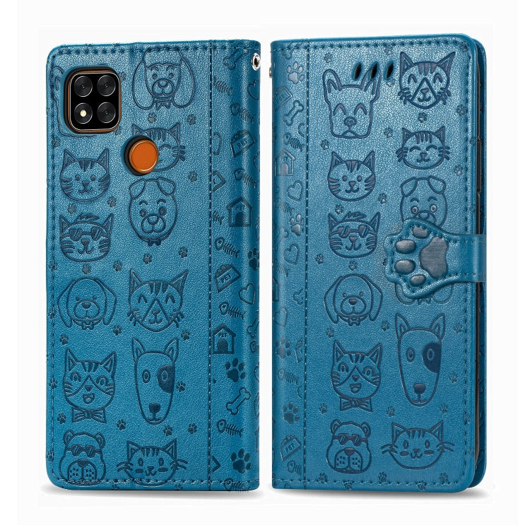 Cute Cat and Dog Embossed Horizontal Flip Leather Case with Holder & Card Slots & Wallet & Lanyard, For Xiaomi Redmi 9A, For Xiaomi Redmi 9C, For OPPO  Reno3 A