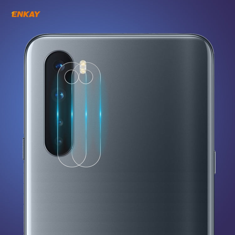 ENKAY rear camera lens tempered glass protector film, two-piece clear round-edge covers