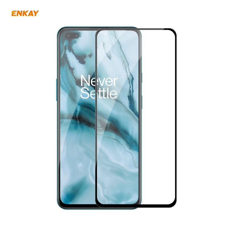 Tempered glass screen protector on phone display, full coverage 2.5D edges